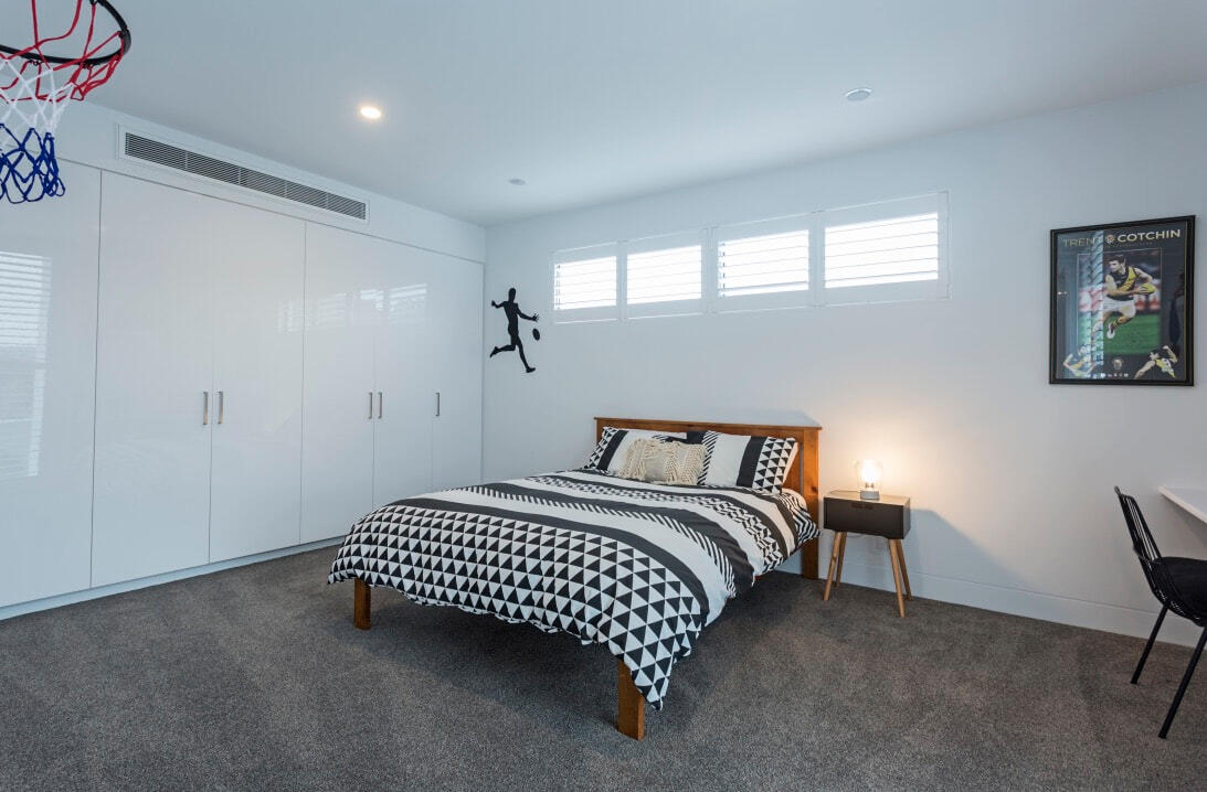 Basswood plantation shutters in highlight window